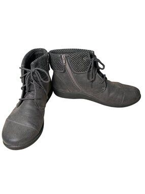Cloudsteppers By Clarks Women's 12 W Gray Ankle Boots Side Zipper Cushioned Sole